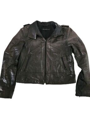 KENNETH COLE NEW YORK LEATHER ZIPPER JACKET MEN'S  LINED BLACK SIZE SMALL